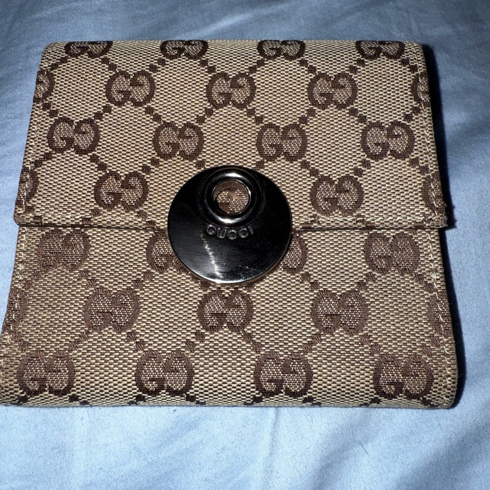 Gucci Tan and Brown Monogram Clutch